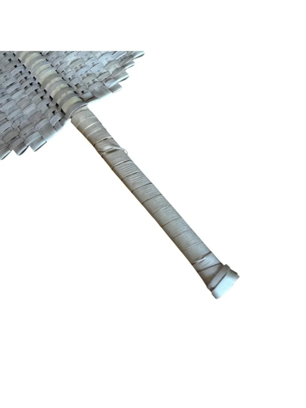Woven Hand Fan Set Traditional Palm Leaf Decorative Handle Beige Lightweight